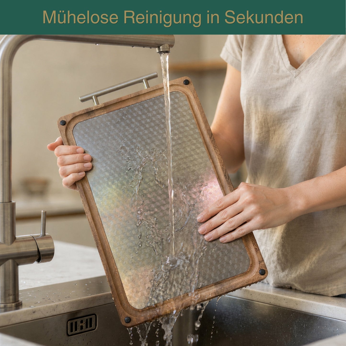 habu essentials Premium Schneidebrett aus Walnussholz & Edelstahl