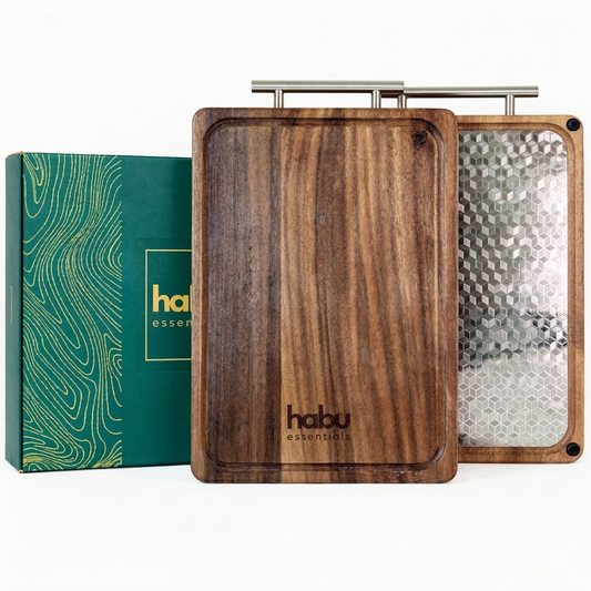 Habu Essentials Premium Schneidebrett aus Walnussholz & Edelstahl