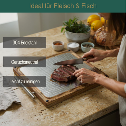 Habu Essentials Premium Schneidebrett aus Walnussholz & Edelstahl